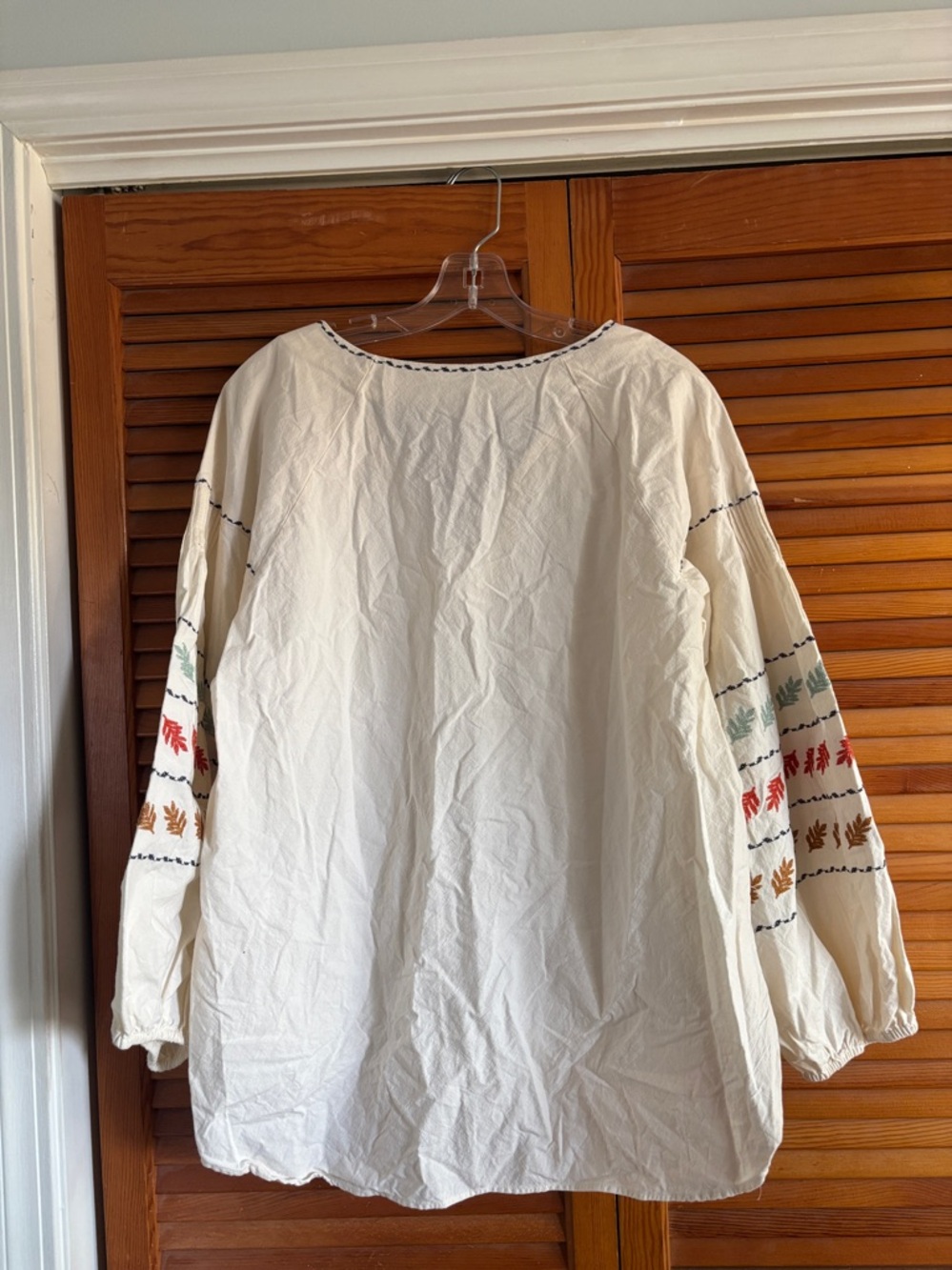 Madewell Embroidered Bohemian Ivory Peasant Blouse Size L‎ - Picture 8 of 13